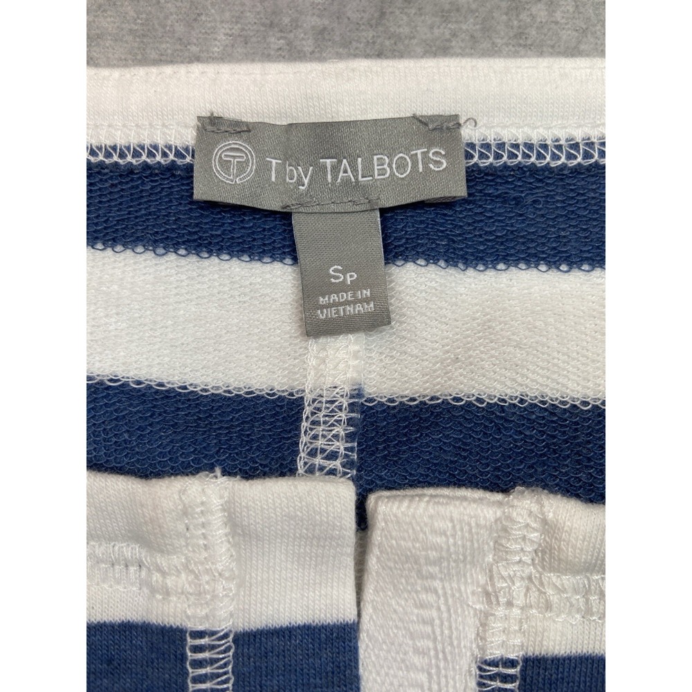 T by Talbots Dress Womens SP Blue White Stripe Drawstring Waist Pocket Knit Casu - Picture 6 of 11